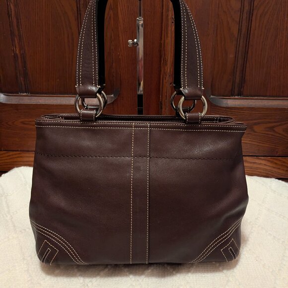 Coach Dark Brown Soho Leather Bag 8A09 - Picture 3 of 11